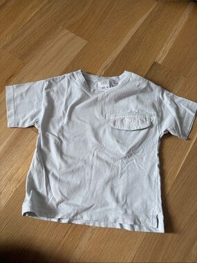 Zara Kids White Short Sleeve Pocket Tee with Flap